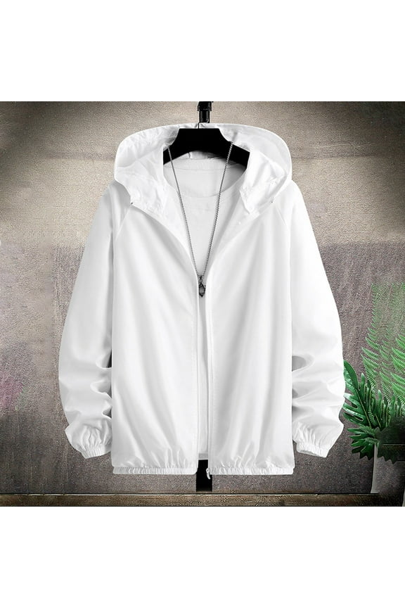 Clearance under 10 Men's Summer Thin Style Breathable Ice Filament Sun Protection Clothing Outdoor Fitted Hooded Fishing Clothing Coat