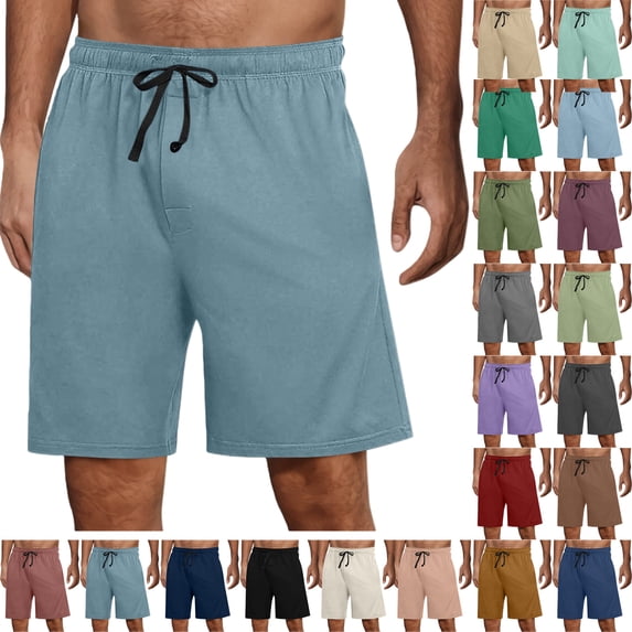 Men Summer Shorts Casual Fashion Solid With Pocket Elastic Waist Short Pants