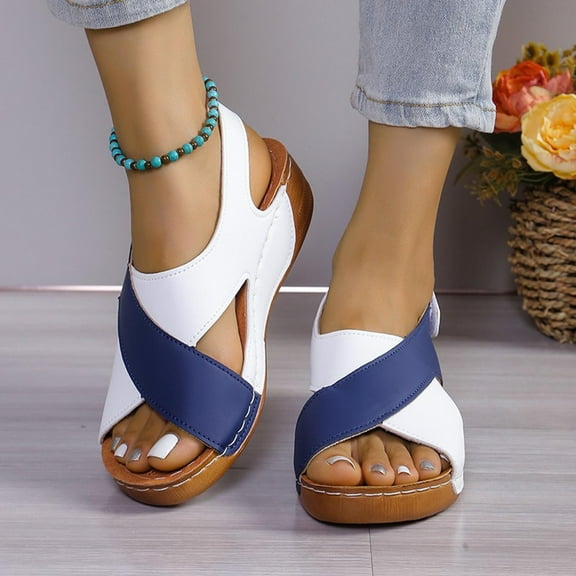 Womens Sandals Comfortable Fashion Patchwork Casual Beach Summer Slippers Plus Size Sandals Shoes