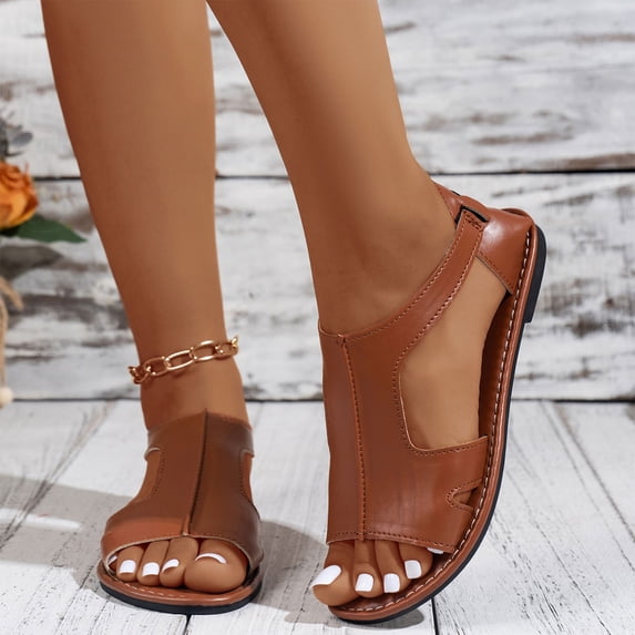 Summer Sandals for Women 2026 Fashion Casual Summer Style Solid Mouth Buckle Hollow Wedge Sandals