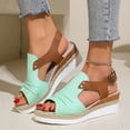 thumbnail image 1 of Sandals for Women 2026 Women's Summer Color Wedge Casual Clasp Fish Mouth Beach Roman Sandals, 1 of 7