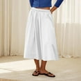 thumbnail image 1 of Sevevn Fashion Women Solid High Waisted Midi Skirt A-Line Summer Elastic Waist Skirts Great Gifts for Less White S, 1 of 8