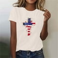 thumbnail image 1 of Clearance under 10$ Sevevn Fashion Women's Independence Day Printed Casual Short Sleeved T-shirt Top Summer Clearance Beige XL, 1 of 6