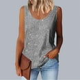 thumbnail image 1 of Clearance under 10$ Sevevn Fashionable Women's Spring And Summer Casual Sequin Round Neck Sleeveless Beach Vacation Clothes for Women Gray XXXXXL, 1 of 6
