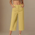 thumbnail image 1 of Sevevn Ladies' Solid Color Casual Suit Loose Cropped Pants Gift for Girls Yellow L, 1 of 5