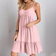 thumbnail image 1 of Sevevn Ladies' Summer V-neck Strap Solid Color Dress Savings Up to 30% Off Pink M, 1 of 9