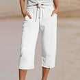 thumbnail image 1 of Clearance under 10$ Sevevn Women Fashion Casual Solid Color Summer Shorts Cotton Shorts Drawstring With Pockets Shorts Savings Up to 30% Off White M, 1 of 5