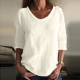 thumbnail image 1 of Sevevn Women Summer Fashion Casual Solid Tessel Half-Sleeve Round Neck Top Blouse Deal of the Week White XL, 1 of 5