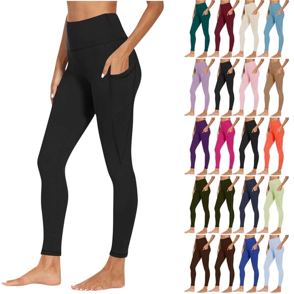Sevevn Women Workout Out Pocket Leggings Fitness Sports Running Yoga Athletic Pants Summer Black XXXL