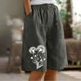 thumbnail image 1 of Clearance under 10$ Sevevn Women's Casual Printed Half Shorts Pants Summer Elastic Waist Buttons Casual Pockets Pants Early Access Deals Gray XXL, 1 of 7