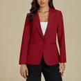 thumbnail image 1 of Clearance under 10!Sevevn Women's Fashion Solid Pocket Button Suit Coat Long Sleeve Pocket Casual Coat/Jacket Family Gifts Red L, 1 of 6