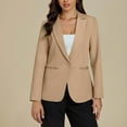 thumbnail image 1 of Sevevn Women's Fashion Solid Pocket Button Suit Coat Long Sleeve Pocket Casual Coat/Jacket Summer Clearance Khaki S, 1 of 6