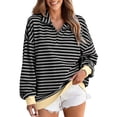thumbnail image 1 of Sevevn Women's Long Sleeved Half Zipper Buckle Stripe Pocket Casual Hooded Sweatshirt Great Gifts for Less Gray M, 1 of 6