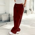 thumbnail image 1 of Clearance under 10$ Sevevn Women's Work Pants Mid Rise Relaxed Straight Leg Cargo Casual Trousers With Multi Pockets Holiday Gift Finder Wine L, 1 of 5