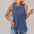 thumbnail image 1 of Sevevn Womens Tank Round-Neck Basic Casual Flowy Summer Sleeveless T-Shirt Summer Savings Blue L, 1 of 5