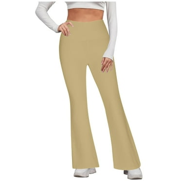 Clearance under 10 Straight Leg Yoga Pants for Women Solid Color Tight Fitting Hip Shaping Flared Pants Yoga Pants Khaki S