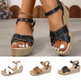 thumbnail image 1 of Summer Sandals for Women Thick Sole Buckle One Line Slippers Comfortable Fish Mouth Wedge Sandals, 1 of 8