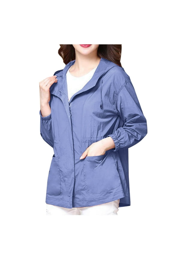 Women's Sun Protection Clothing Fashion Summer Casual Solid Loose Long Sleeve Hooded Casual Tops