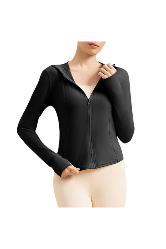 Summer Sunscreen Clothing Ladies New Long-sleeved Hooded Solid Color Sun Protection