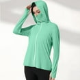 thumbnail image 1 of Women UV Tops Sun Protection Ladies Solid Long Sleeve Hooded Thumb Buckle Sun Protection Clothing, 1 of 8