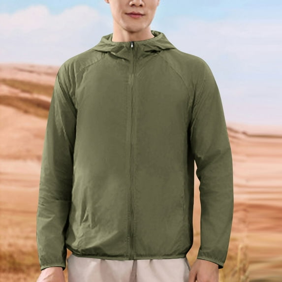 Men's Summer Sunscreen Clothing Summer Outdoor Hooded Long Sleeved Solid Breathable Clothing