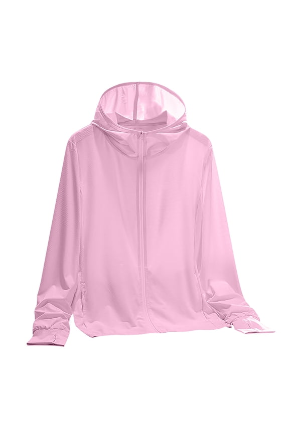 Women's Summer Sunscreen Clothing Lightweight Reflective Solid Breathable Hooded Sunscreen Clothing
