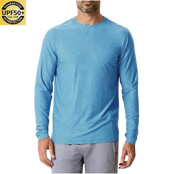 Clearance under 10 Sweatshirts for Men Long Sleeve Crew Neck Sunscreen Is Lightweight Breathable And Solid Color Long Sleeved Light Blue, XL