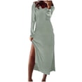 thumbnail image 1 of Clearance under 10 Women Plus Size Dresses Women's Short Sleeved V-neck Fashion Print High Waist Mid-Calf V-neck Dress Mint Green, XL, 1 of 7