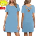 thumbnail image 1 of Women Summer Dress Fashionable Solid Color V-neck Thin Dress,Light Blue ,Size XXL, 1 of 5