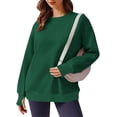thumbnail image 1 of Clearance under 10 Women's Ladies' Fashionable Casual Solid Color Long Sleeved Round Neck Sweatshirt with Pocket Green L, 1 of 9