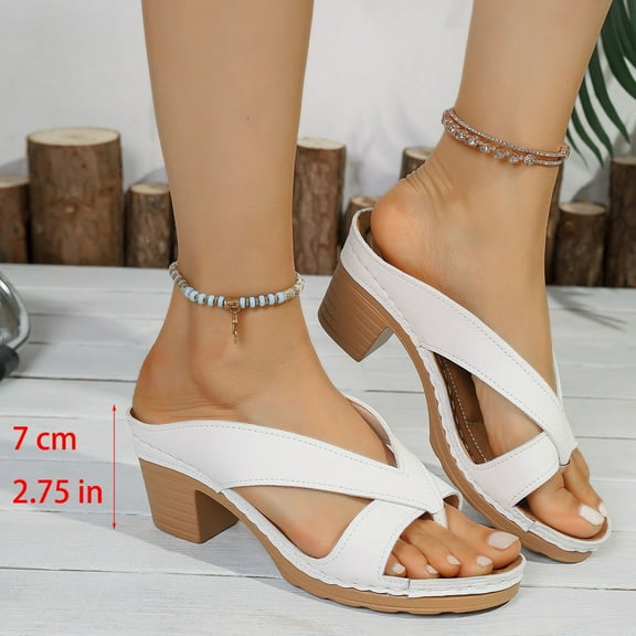 Sandals for Women 2026 Women's Fashion Casual One-Strap Spring And Summer New Thick-Heeled Sandals