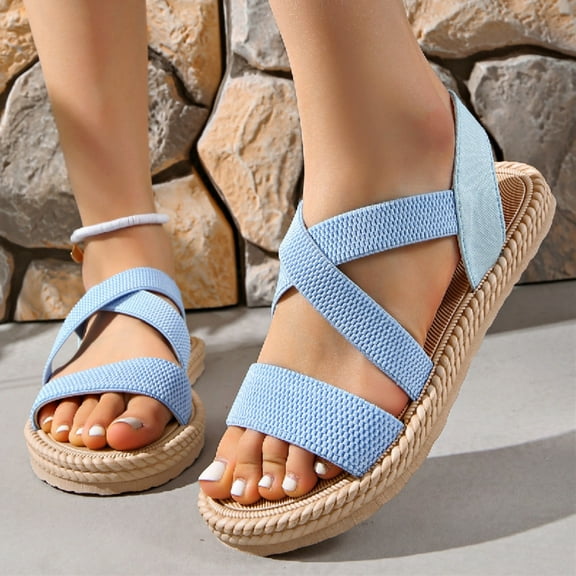 Womens Sandals Comfortable Large Size Retro Flat-bottomed Sandals Sandals With Elastic Feet