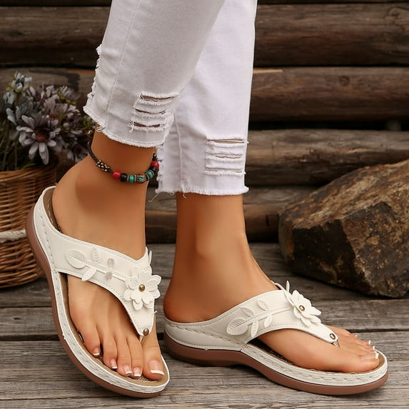 Sandals for Women 2026 Fashion Women Casual Round Head Comfy Slippers Beach Casual Slipsole Shoes