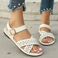 thumbnail image 1 of Sandals for Women 2026 Casual Spring Summer Solid New Style Outer Wear Hollow Flat Strap Sandals, 1 of 9
