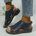 thumbnail image 1 of Sandals for Women 2026 Women's Plus Size Fashion Retro Open Toe Round Toe Wedge Beach Sandals, 1 of 7