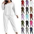 thumbnail image 1 of Womens Summer Vacation Outfits Fashion Round Neck Short Sleeve Pants Casual Suit 2 Piece Sets Gray 4XL, 1 of 5
