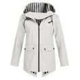 thumbnail image 1 of Clearance under 15!Sevevn Women Solid Rain Outdoor Plus Size Hooded Windproof Loose Coat Tops With Pocket Great Gifts for Less White L, 1 of 8