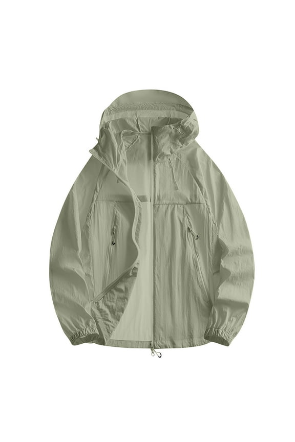 Women's Lightweight Breathable Waterproof Sunscreen Outdoor Jacket Gift for Adults Army Green L