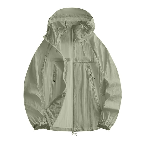 Sevevn Women's Lightweight Breathable Waterproof Sunscreen Outdoor Jacket Summer Clearance Army Green M