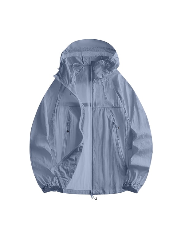Women's Lightweight Breathable Waterproof Sunscreen Outdoor Jacket Summer Clearance Blue XL