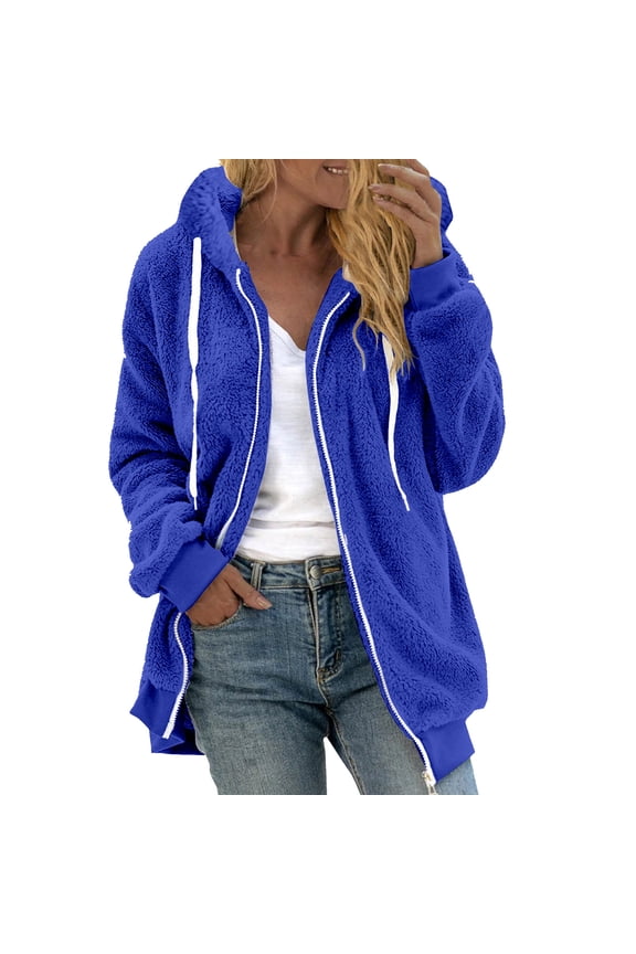 under $15 Turilly Women Coats Winter Jacket Fashion Women's Zipper V-Neck Pullover Tops Long Sleeve Hooded Blouse Sweatshirt