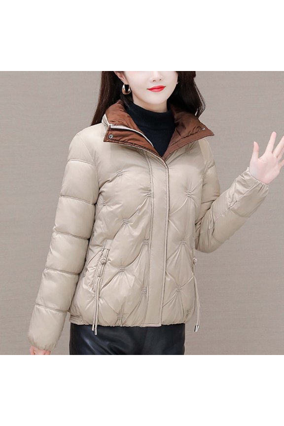 Clearance under 20$ Sevevn Women Warm Pocket Coat Turn Down Collar Long Jacket Winter Down Parkas Sales Today Clearance Khaki XXL