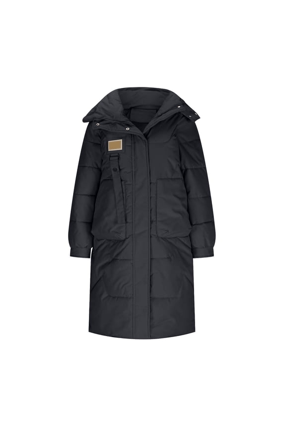 Women's Fall And Winter Long Sleeved Warm Cotton Jacket Bread Summer Gift Black M