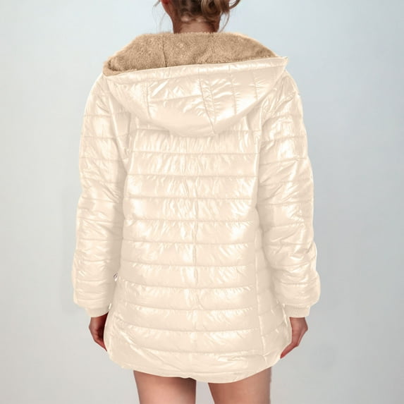 Clearance under 20$ Sevevn Women's Solid Plus Fleece Cotton Jacket Warm Lamb Fleece Coat Sweater Coat Deal of the Week Yellow XXL