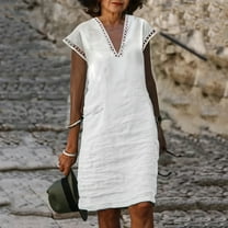 qolati Summer Dresses for Women 2025 Boho Shirt Dresses Midi Length Casual Dress Trendy Ladies Beach Outfits