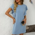 thumbnail image 1 of Clearance under $20 qolati Summer Dresses for Women 2025 Crew Neck Flounce Cap Sleeve Beach Sundress Casual Basic Loose Ribbed Tunic Mini Dresses, 1 of 7