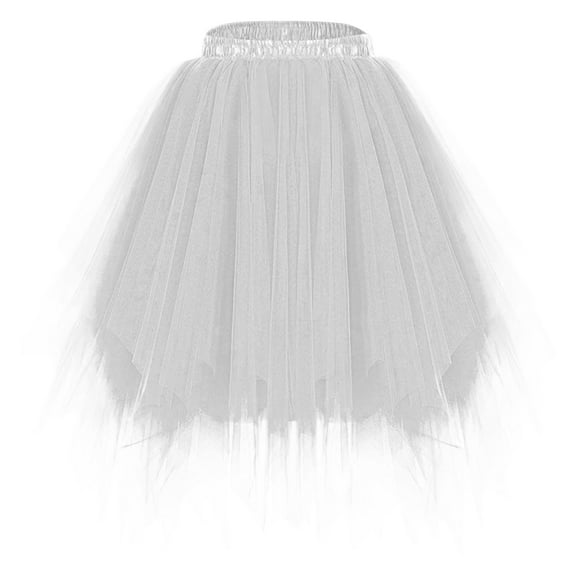 qolati Women 1950s Tutus Skirt Vintage Elastic Waist Pleated Dance Skirt Short Petticoats Layered Tulles Puffy Mini Skirts