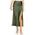 thumbnail image 1 of qolati Women Satin Midi Skirt High Elastic Waisted Side Split Party Cocktail Skirts Casual Silk Skirt for Wedding Formal Club, 1 of 6