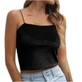 thumbnail image 1 of Clearance under 5.00 Lindreshi Camisole Tops for Women 2024 Women's Casual Fashion Sleeveless Gold Velvet Sling Solid Color Top Blouse, 1 of 5