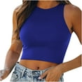 thumbnail image 1 of Clearance under 5.00 Lindreshi Cropped Tank Tops for Women Sexy Casual Women's Sleeveless Solid Round Neck Tops Ladies Blouse Crop Vest, 1 of 7
